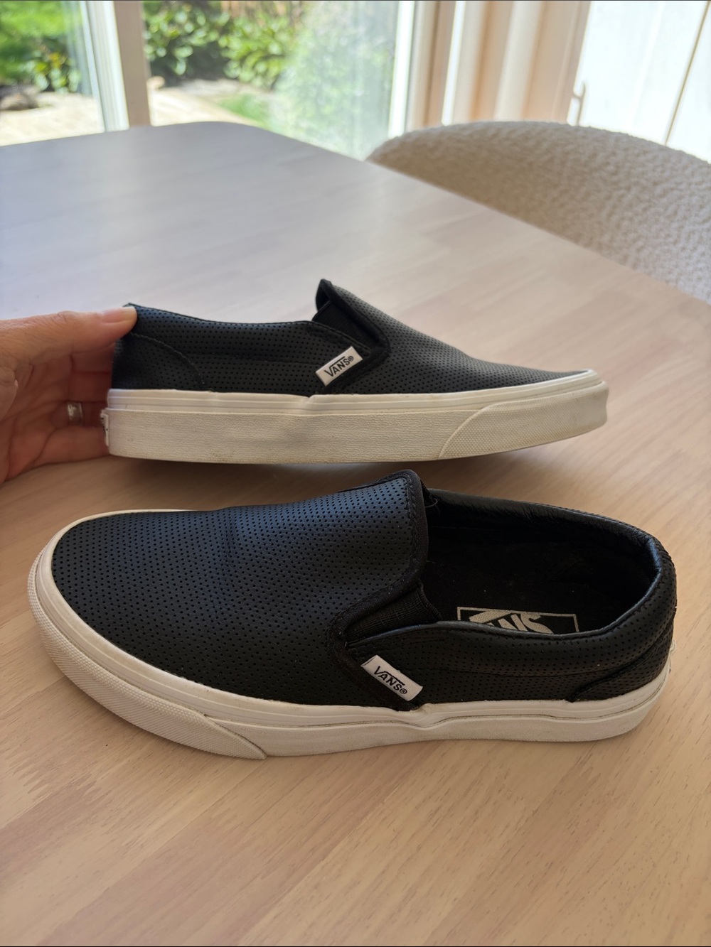EUC! Vans Black Perforated Classic Slip-On Sneakers Size 6 (W) 4.5 (M) 36 (EU)